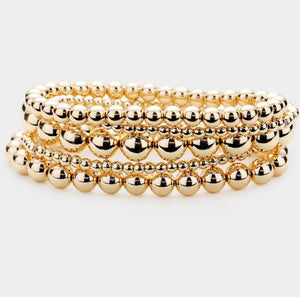 Gold Bead Stackable Bracelet Set