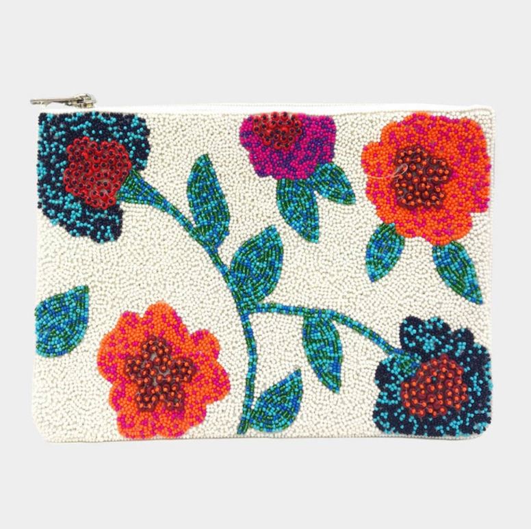 Lucy Beaded Clutch - floral