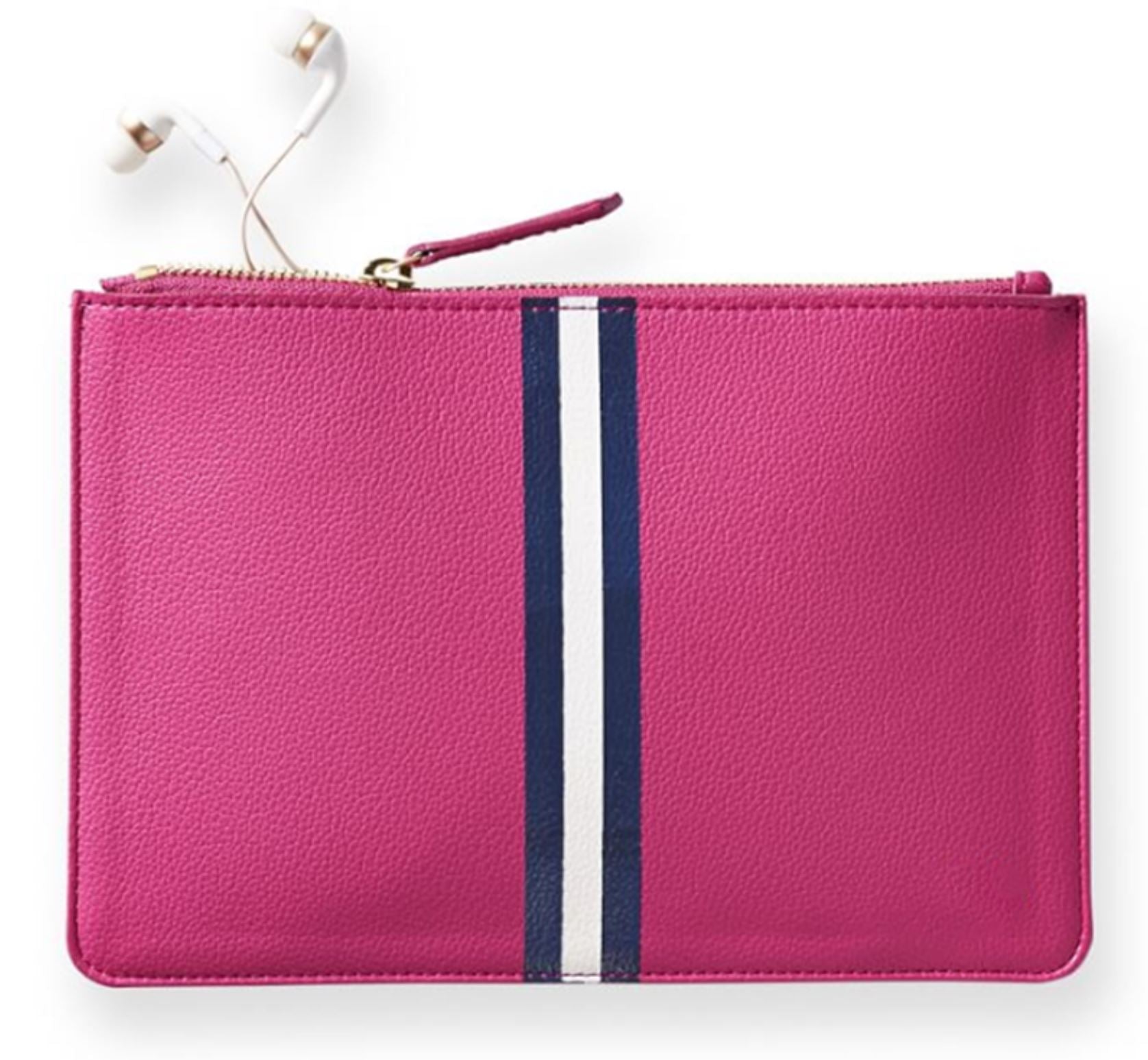 Sloane Leather Clutch - Pink